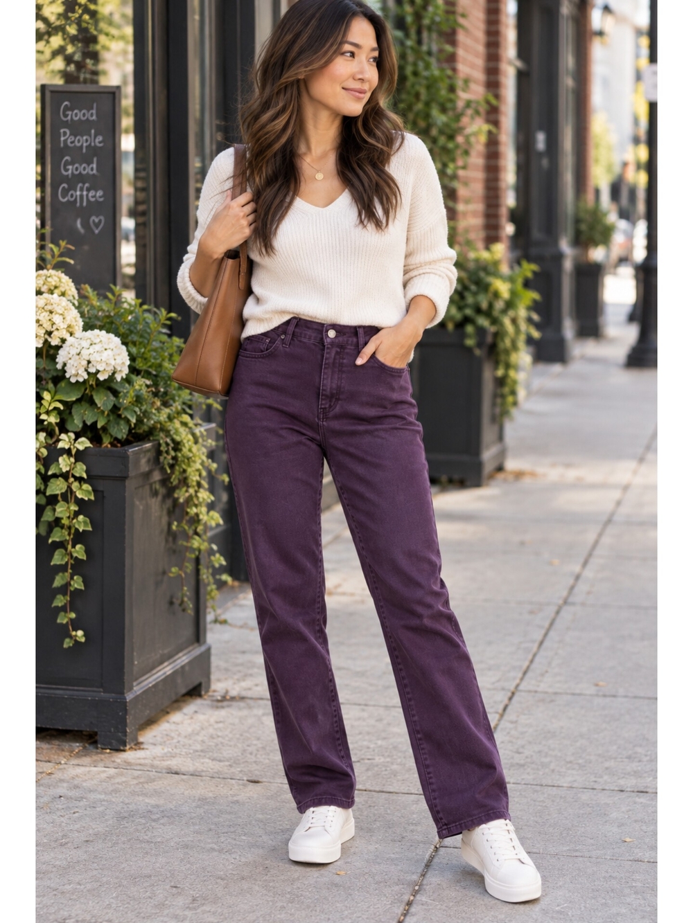 Gloria Vanderbilt Straight-Leg Jeans in Deep Plum